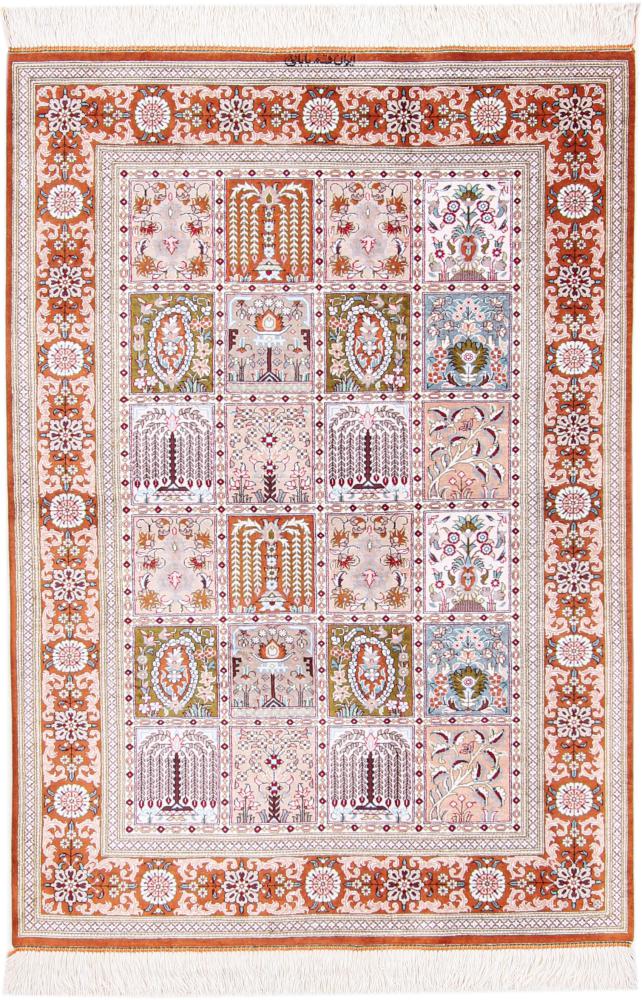 Persialainen matto Ghom Silkki 140x98 140x98, Persialainen matto Solmittu käsin