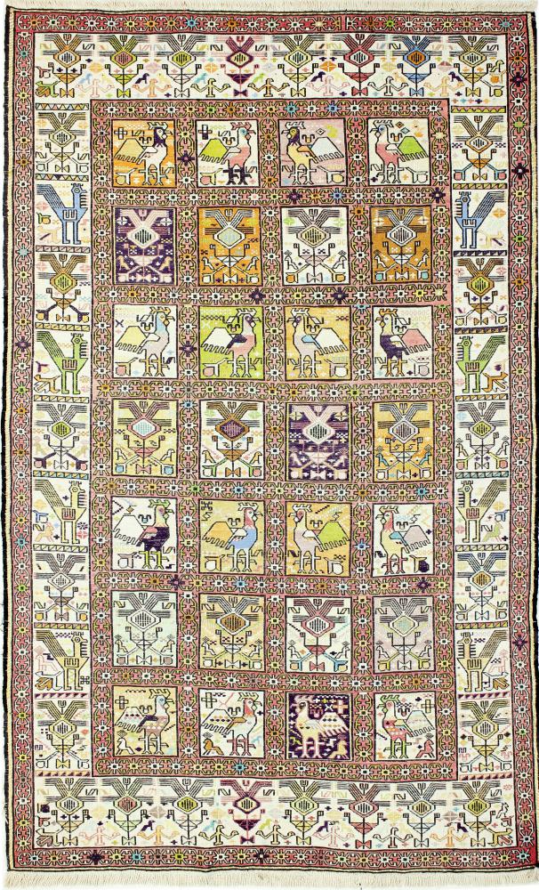  ペルシャ絨毯 キリム Fars Verni シルク 198x121 198x121,  ペルシャ絨毯 手織り