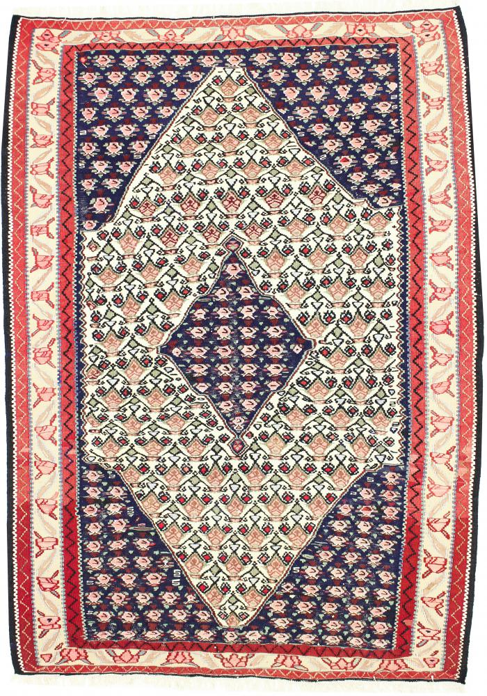 Persian Rug Kilim Fars Sanandaj 5'5"x3'11" 5'5"x3'11", Persian Rug Woven by hand
