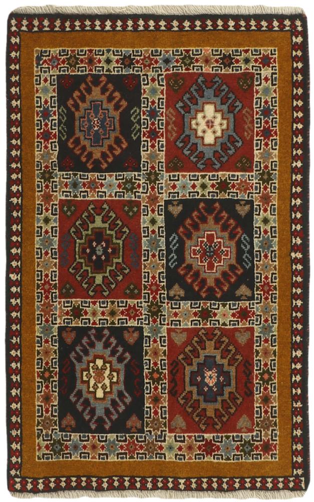 Persian Rug Yalameh 3'0"x1'11" 3'0"x1'11", Persian Rug Knotted by hand