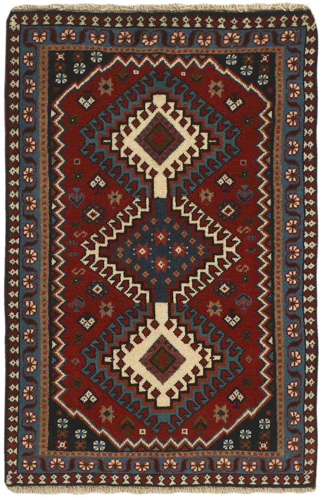 Persian Rug Yalameh 3'1"x2'0" 3'1"x2'0", Persian Rug Knotted by hand