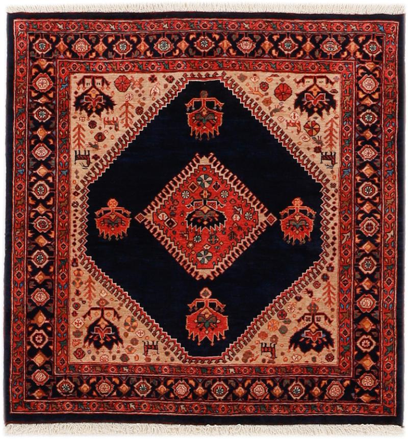 Persian Rug Ghashghai Miri 3'10"x3'8" 3'10"x3'8", Persian Rug Knotted by hand