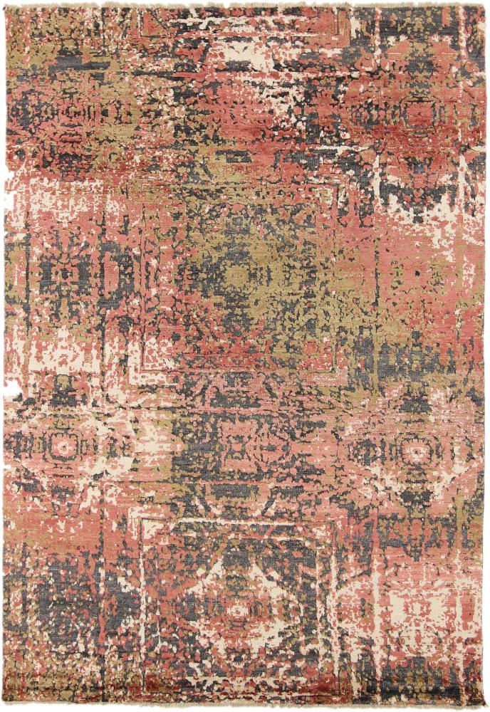 Indo rug Sadraa 8'0"x5'6" 8'0"x5'6", Persian Rug Knotted by hand