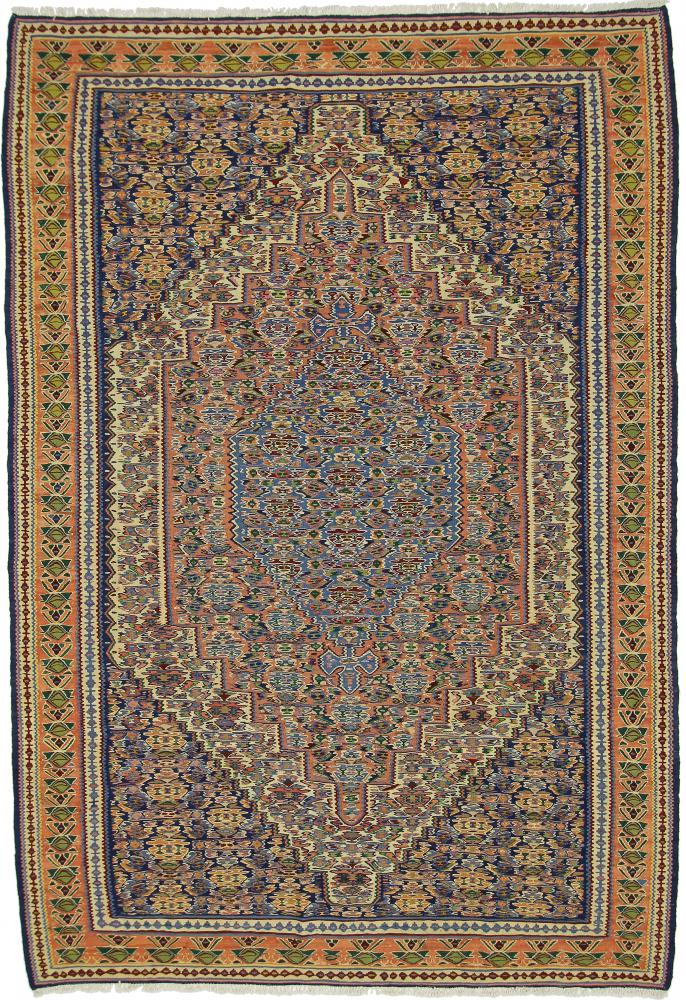 Persian Rug Kilim Senneh 9'7"x6'8" 9'7"x6'8", Persian Rug Knotted by hand