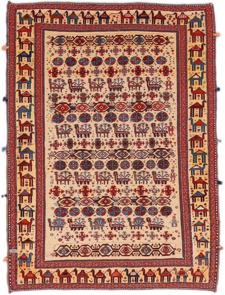 Tapis persan Nimbaft 4'7"x3'4" 4'7"x3'4", Tapis persan Noué à la main