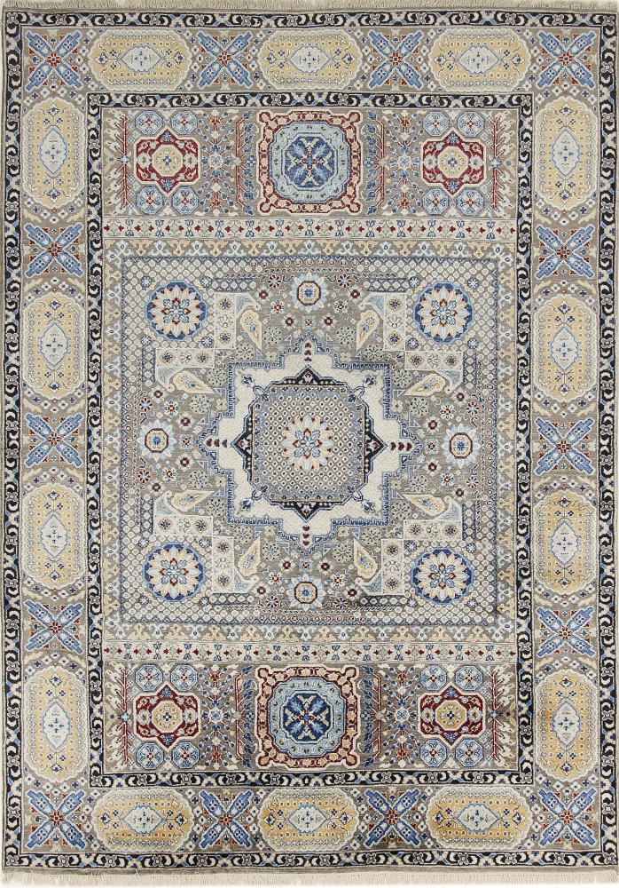 Indo rug Sadraa 7'8"x5'7" 7'8"x5'7", Persian Rug Knotted by hand