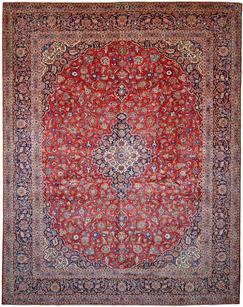 Persian Rug Keshan Old 13'3"x10'4" 13'3"x10'4", Persian Rug Knotted by hand