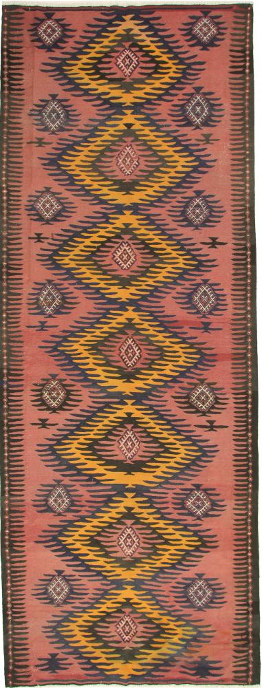 Tapis persan Kilim Fars Azerbaijan Antique 411x155 411x155, Tapis persan Tissé à la main