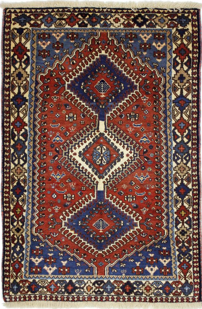 Persian Rug Yalameh 4'1"x2'8" 4'1"x2'8", Persian Rug Knotted by hand