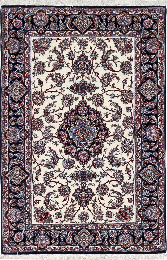 Persian Rug Isfahan Silk Warp 5'7"x3'9" 5'7"x3'9", Persian Rug Knotted by hand