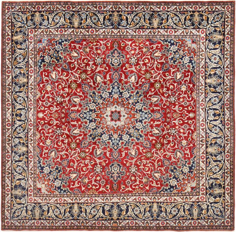 Persian Rug Mashhad 9'9"x10'0" 9'9"x10'0", Persian Rug Knotted by hand