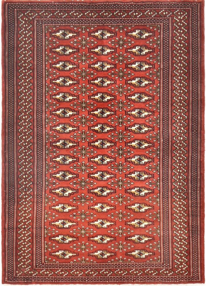 Persian Rug Turkaman 4'4"x3'1" 4'4"x3'1", Persian Rug Knotted by hand