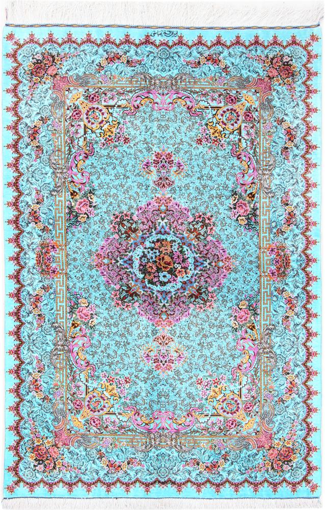 Perzisch tapijt Qum Zijde Signed 146x97 146x97, Perzisch tapijt Handgeknoopte