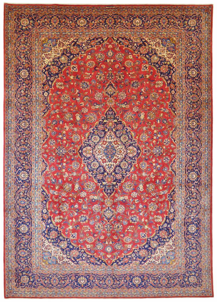  ペルシャ絨毯 カシャン 13'6"x9'7" 13'6"x9'7",  ペルシャ絨毯 手織り