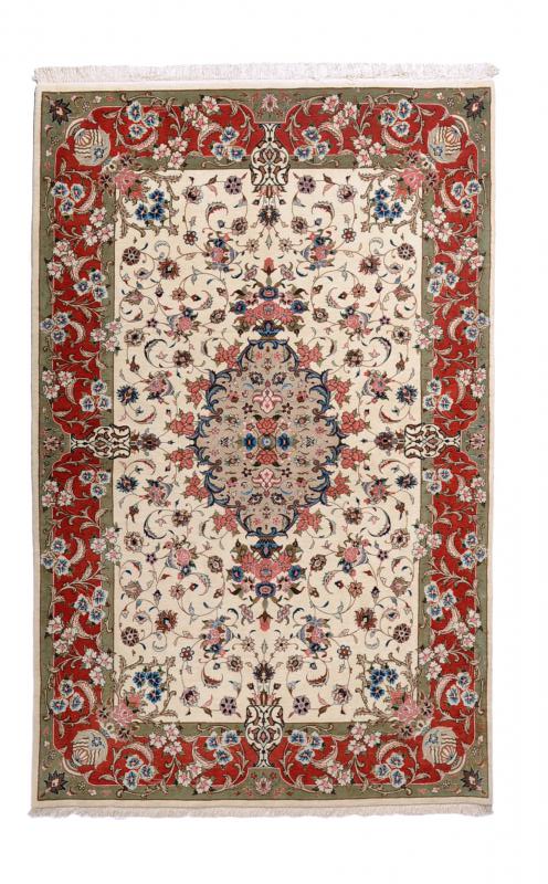 Persian Rug Isfahan Silk Warp 6'11"x4'4" 6'11"x4'4", Persian Rug Knotted by hand