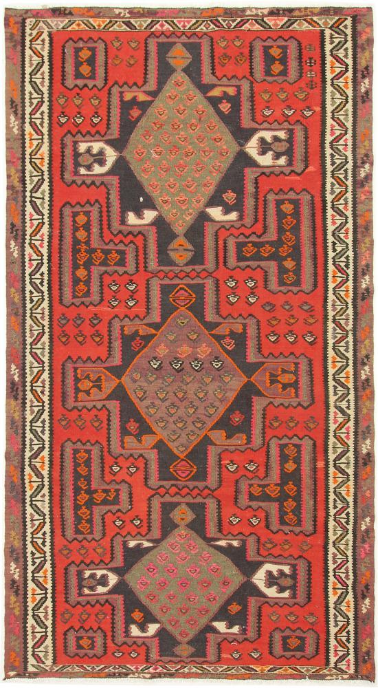 Tapis persan Kilim Fars Azerbaijan Antique 277x153 277x153, Tapis persan Tissé à la main