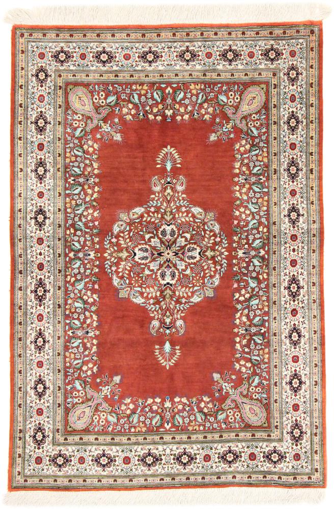 Persian Rug Qum Silk 5'0"x3'4" 5'0"x3'4", Persian Rug Knotted by hand