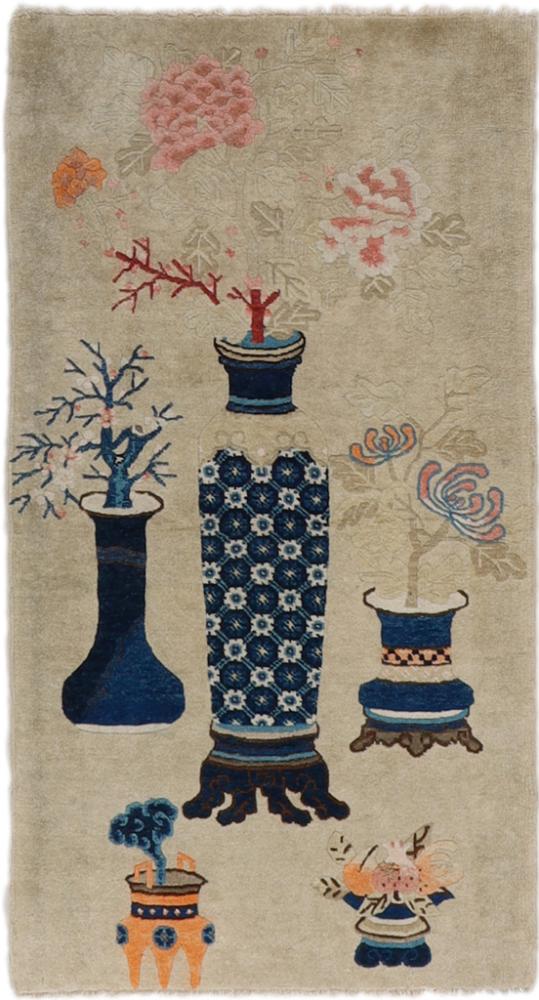チャイニーズカーペット 中国 シルク アンティーク 143x76 143x76,  ペルシャ絨毯 手織り