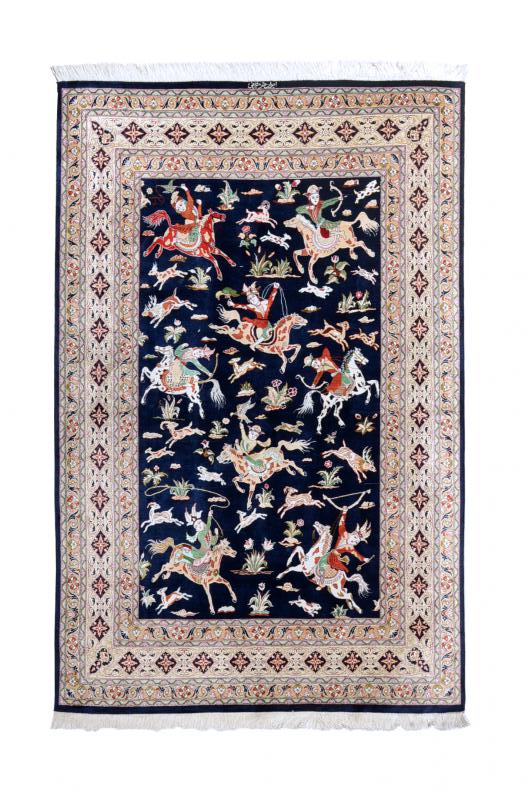  ペルシャ絨毯 クム シルク 198x128 198x128,  ペルシャ絨毯 手織り