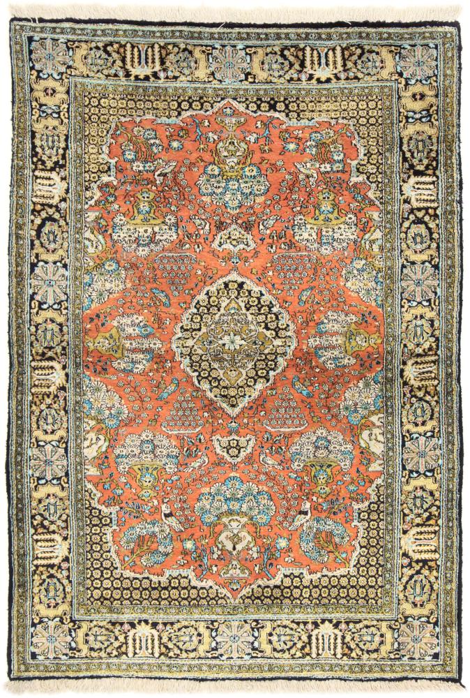 Persian Rug Qum Silk 5'3"x3'7" 5'3"x3'7", Persian Rug Knotted by hand