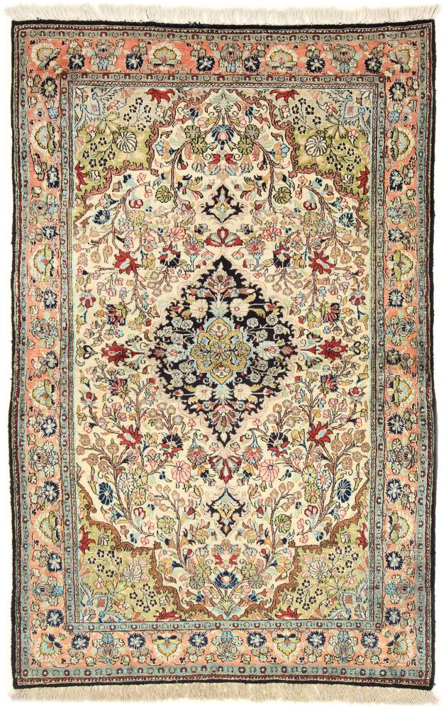 Persian Rug Qum Silk 5'7"x3'6" 5'7"x3'6", Persian Rug Knotted by hand