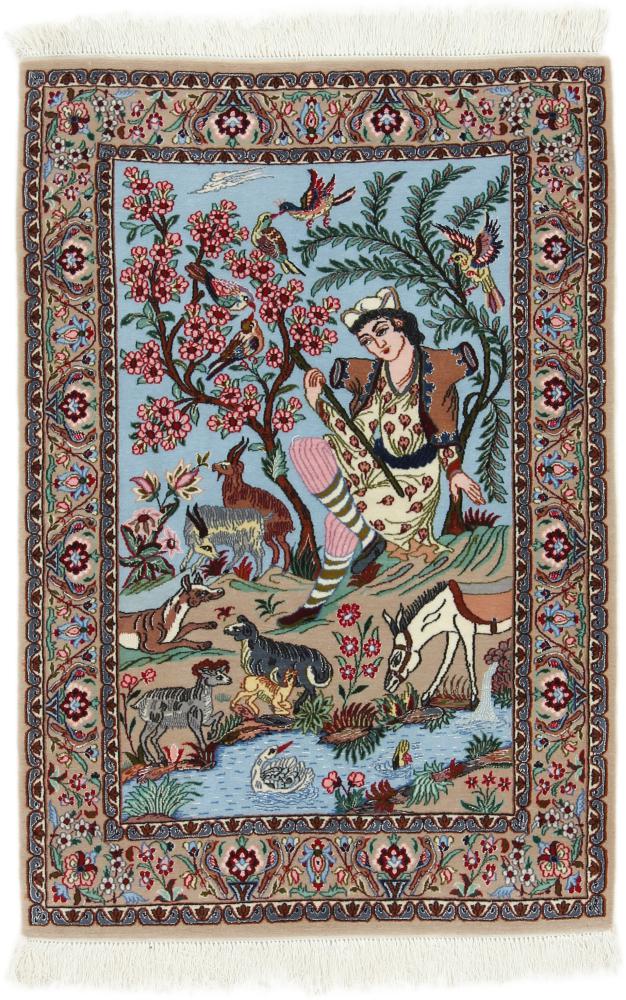 Perserteppich Isfahan Seidenkette 118x80 118x80, Perserteppich Handgeknüpft