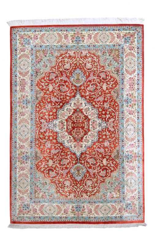 Tapis persan Ghom Soie 200x135 200x135, Tapis persan Noué à la main