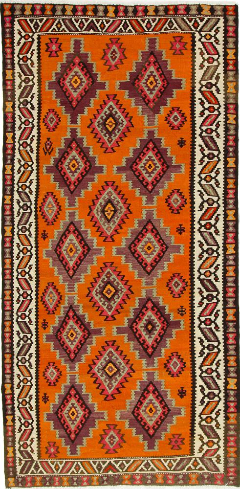 Persian Rug Kilim Fars Azerbaijan Antique 9'8"x4'9" 9'8"x4'9", Persian Rug Woven by hand