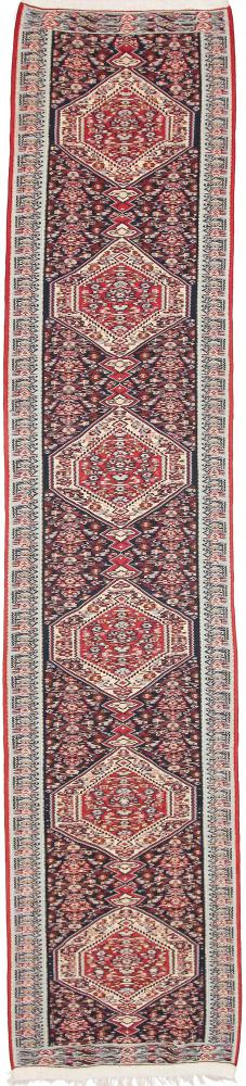 Tapis persan Kilim Senneh 394x84 394x84, Tapis persan Noué à la main