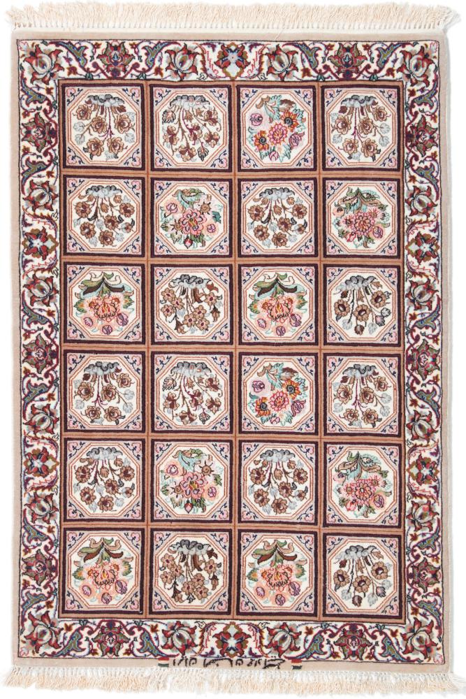 Persian Rug Isfahan Silk Warp 102x71 102x71, Persian Rug Knotted by hand