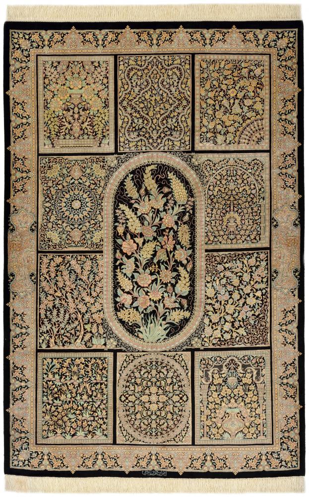Persialainen matto Ghom Silkki 156x104 156x104, Persialainen matto Solmittu käsin