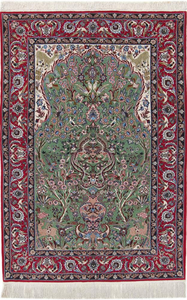Persian Rug Isfahan Silk Warp 5'9"x3'9" 5'9"x3'9", Persian Rug Knotted by hand