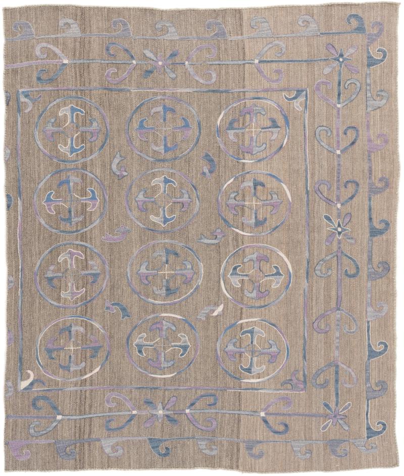 Afghanischer Teppich Kelim Afghan Soozani 6'5"x5'4" 6'5"x5'4", Perserteppich Handgewebt