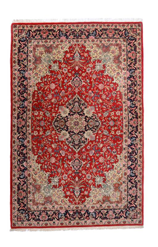 Persian Rug Isfahan Silk Warp 7'0"x4'7" 7'0"x4'7", Persian Rug Knotted by hand