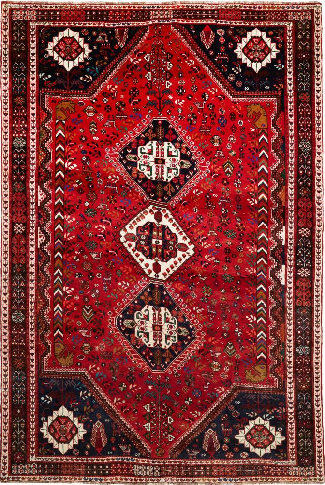 Persian Rug Shiraz 9'5"x6'3" 9'5"x6'3", Persian Rug Knotted by hand