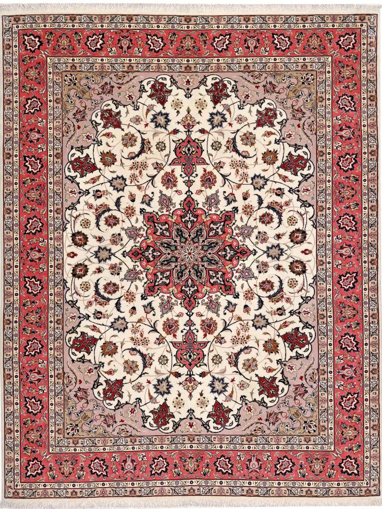 Persian Rug Tabriz 50Raj 6'7"x5'2" 6'7"x5'2", Persian Rug Knotted by hand