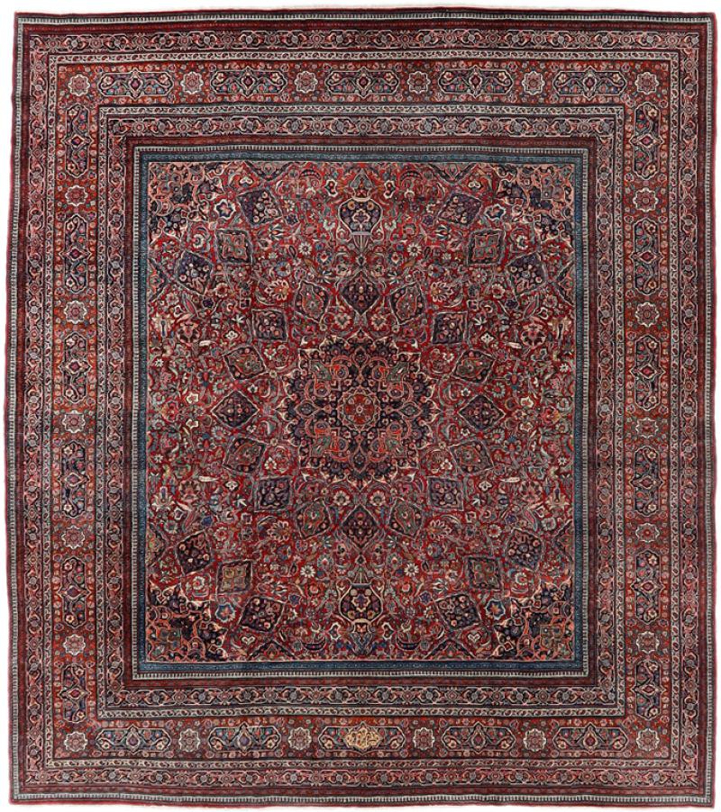 Persian Rug Mashhad Majmalbaff 12'6"x10'11" 12'6"x10'11", Persian Rug Knotted by hand