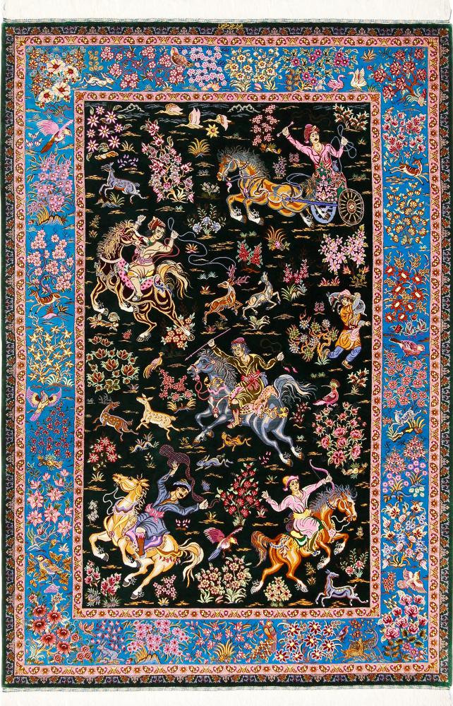 Tapis persan Ghom Soie Sharifi 205x137 205x137, Tapis persan Noué à la main