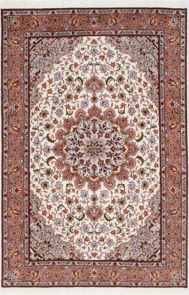 Persian Rug Tabriz 50Raj 5'0"x3'3" 5'0"x3'3", Persian Rug Knotted by hand