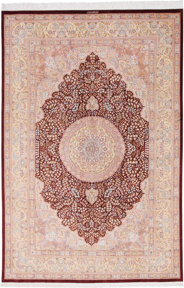Persian Rug Qum Silk 9'10"x6'6" 9'10"x6'6", Persian Rug Knotted by hand