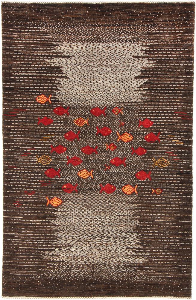 Persian Rug Persian Gabbeh Loribaft Nowbaft 5'0"x3'4" 5'0"x3'4", Persian Rug Knotted by hand