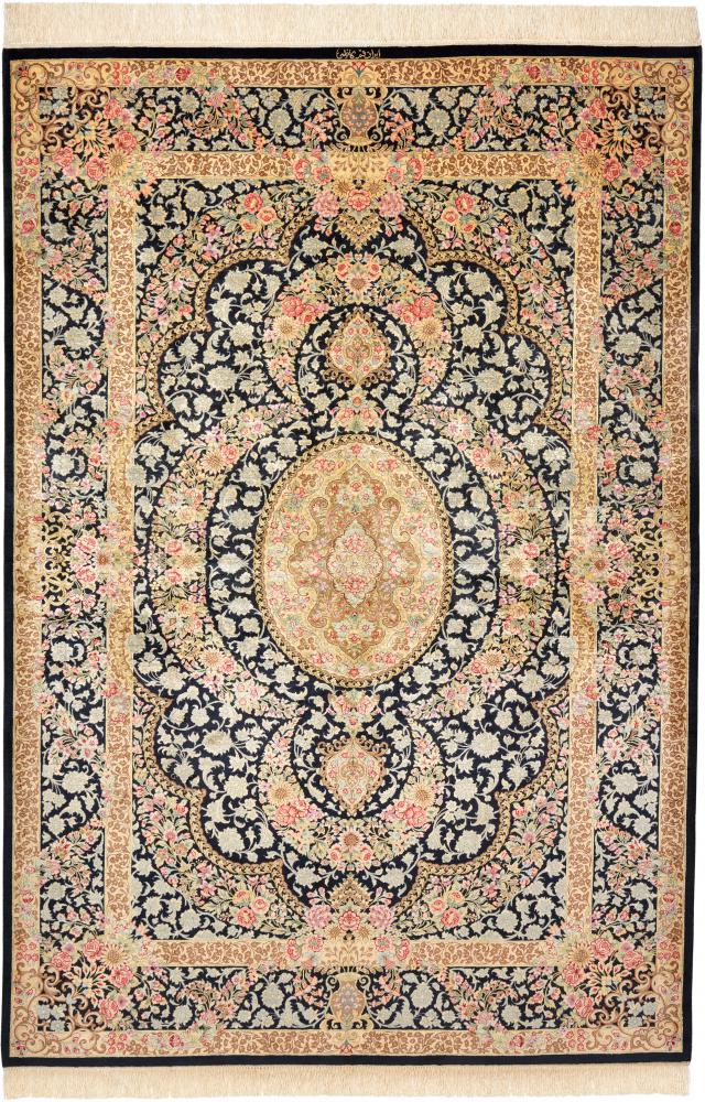 Persialainen matto Ghom Silkki 202x136 202x136, Persialainen matto Solmittu käsin