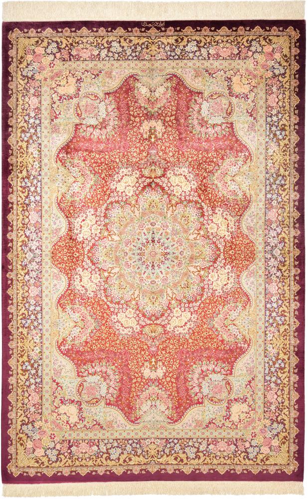 Persian Rug Qum Silk 202x131 202x131, Persian Rug Knotted by hand