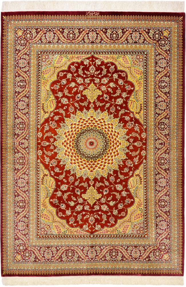 Persialainen matto Ghom Silkki 196x139 196x139, Persialainen matto Solmittu käsin