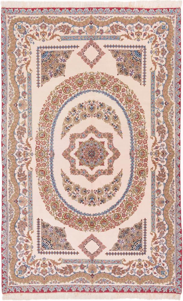 Persian Rug Isfahan Silk Warp 7'7"x4'10" 7'7"x4'10", Persian Rug Knotted by hand