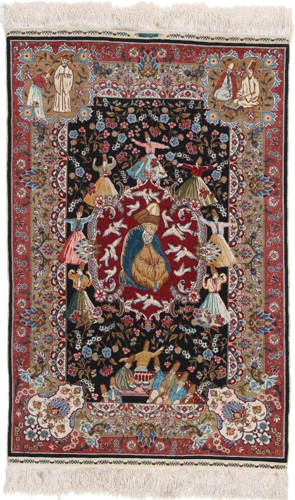  Hereke 3'1"x2'1" 3'1"x2'1", Persian Rug Knotted by hand