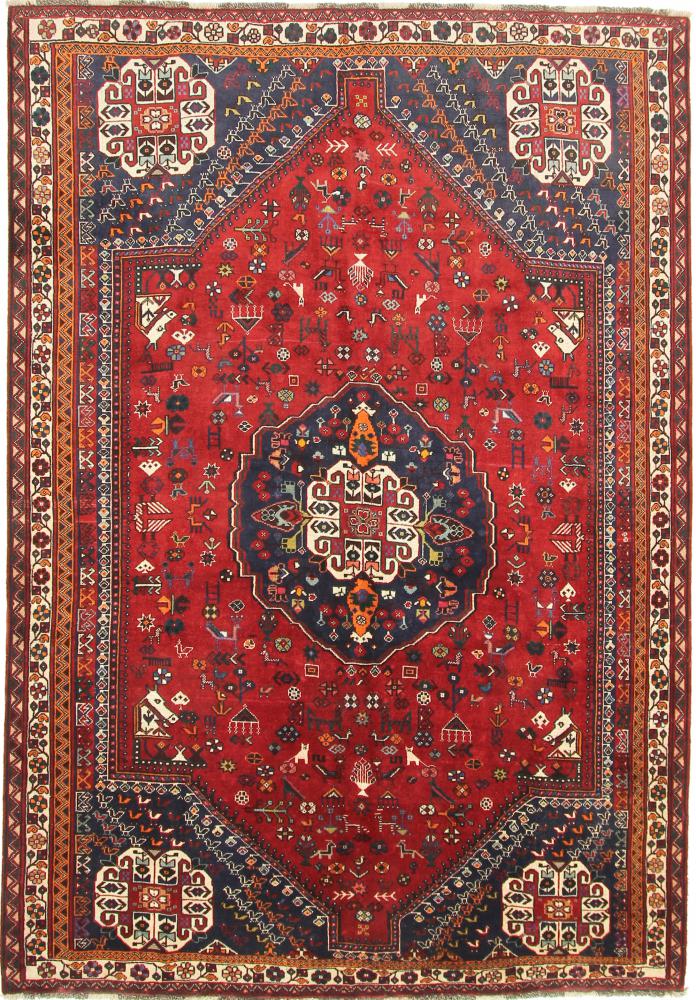 Persian Rug Shiraz 9'4"x6'6" 9'4"x6'6", Persian Rug Knotted by hand