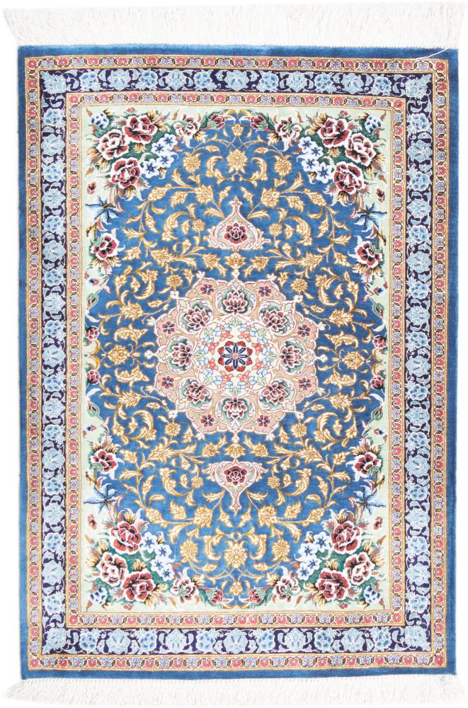 Persian Rug Qum Silk 2'10"x2'0" 2'10"x2'0", Persian Rug Knotted by hand