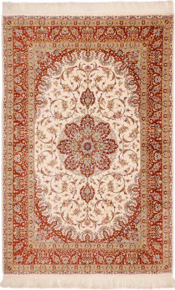 Persian Rug Qum Silk 6'6"x4'4" 6'6"x4'4", Persian Rug Knotted by hand