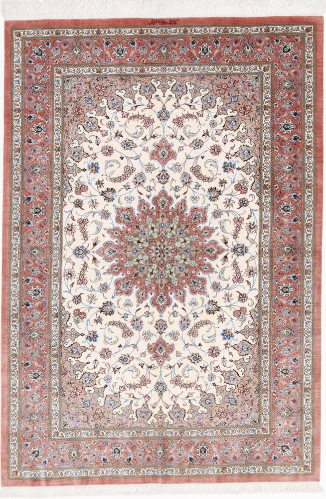 Perzsa szőnyeg Ghom Selyem 6'3"x4'4" 6'3"x4'4", Perzsa szőnyeg Kézzel csomózva